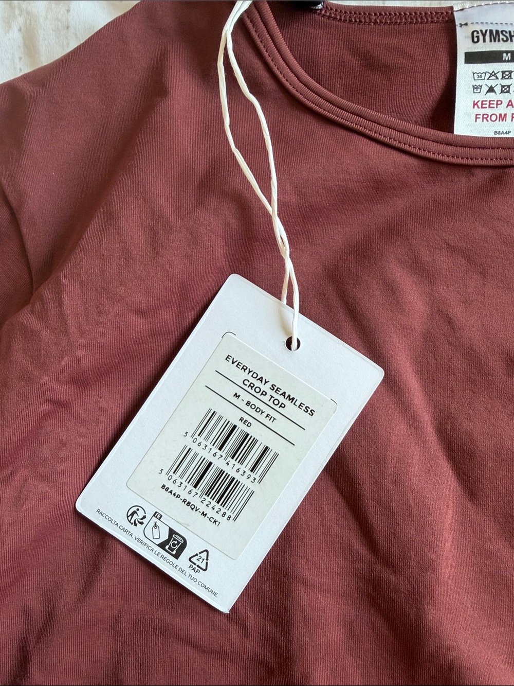 Gymshark Women's Cropped Long Sleeve Top - Maroon - Picture 2 of 2
